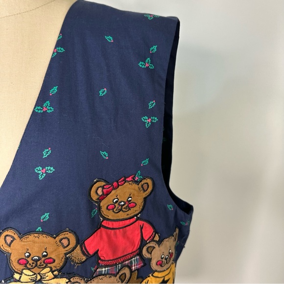 Vintage Christmas Teddy Bear Vest medium - Picture 9 of 16